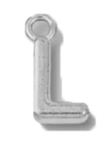 Silver L charm on transparent background