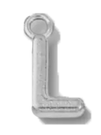 Silver L charm on transparent background