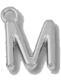 Silver M charm on transparent background