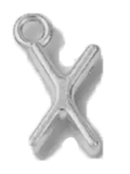 Silver X charm on transparent background