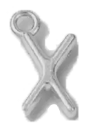 Silver X charm on transparent background