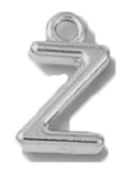 Silver Z charm on transparent background