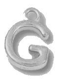 Silver G charm on transparent background