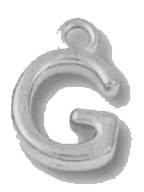 Silver G charm on transparent background