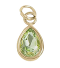 August birthstone Peridot charm in gold on transparent background