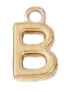Gold letter B charm on transparent background