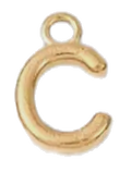 Gold letter C charm on transparent background