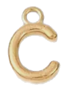 Gold letter C charm on transparent background