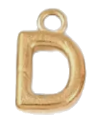Gold letter D charm on transparent background
