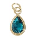 December birthstone Turquoise charm in gold on transparent background