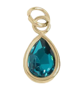 December birthstone Turquoise charm in gold on transparent background