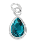December birthstone Turquoise charm in sterling silver on transparent background