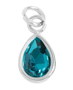 December birthstone Turquoise charm in sterling silver on transparent background