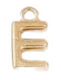 Gold letter E charm on transparent background