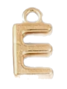 Gold letter E charm on transparent background