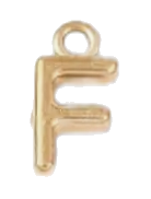 Gold letter F charm on transparent background