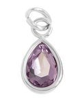February birthstone Amethyst charm in sterling silver on transparent background