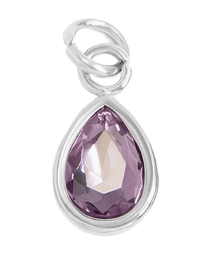 February birthstone Amethyst charm in sterling silver on transparent background