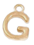Gold letter G charm on transparent background