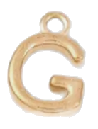 Gold letter G charm on transparent background