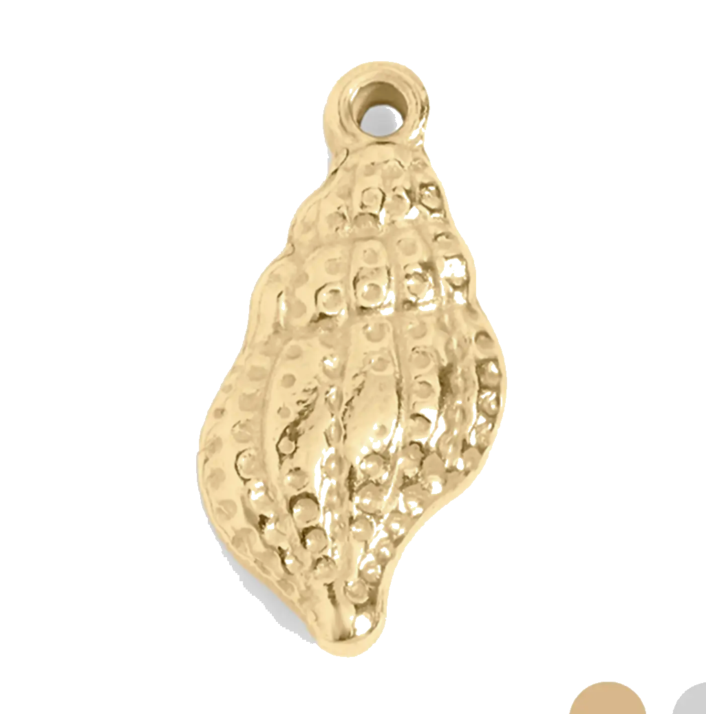 Gold Conch Shell charm on transparent background