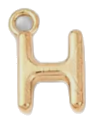 Gold letter H charm on transparent background