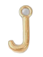 Gold letter J charm on transparent background
