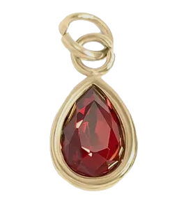 January birthstone Garnet charm in gold on transparent background