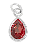 January birthstone Garnet charm in sterling silver on transparent background