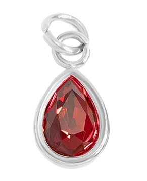 January birthstone Garnet charm in sterling silver on transparent background