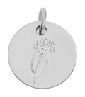 January birth flower Carnation charm in sterling silver on transparent background