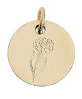 January birth flower Carnation charm in gold on transparent background