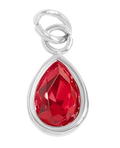 July birthstone Ruby charm in sterling silver on transparent background