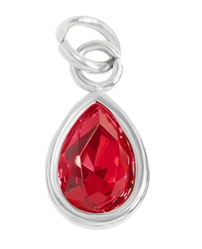 July birthstone Ruby charm in sterling silver on transparent background