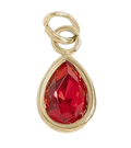 July birthstone Ruby charm in gold on transparent background