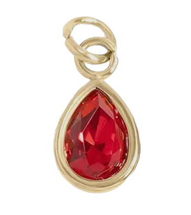 July birthstone Ruby charm in gold on transparent background