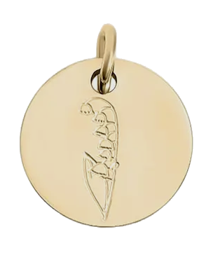 July birth flower Larkspur charm in gold on transparent background