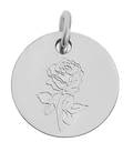 June birth flower Rose charm in sterling silver on transparent background