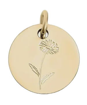 June birth flower Rose charm in gold on transparent background