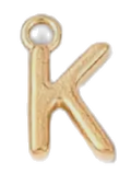 Gold letter K charm on transparent background