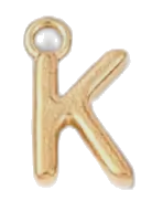 Gold letter K charm on transparent background