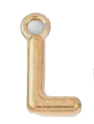 Gold letter L charm on transparent background