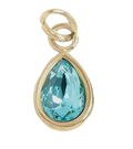 March birthstone Aquamarine charm in gold on transparent background