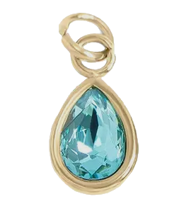 March birthstone Aquamarine charm in gold on transparent background