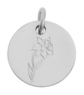 March birth flower Daffodil charm in sterling silver on transparent background