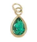 May birthstone Emerald charm in gold on transparent background