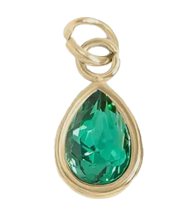 May birthstone Emerald charm in gold on transparent background
