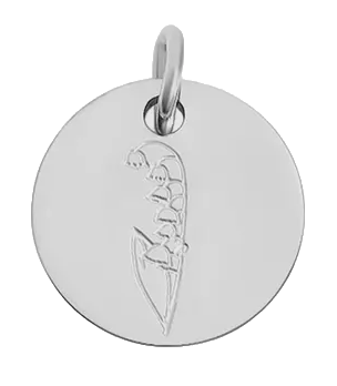 May birth flower Lily of the Valley charm in sterling silver on transparent background