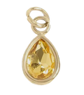 November birthstone Topaz charm in gold on transparent background