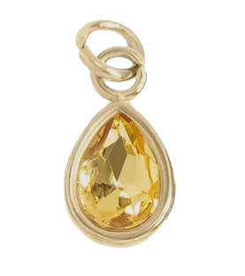 November birthstone Topaz charm in gold on transparent background